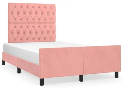 Produktbild von vidaXL Bettgestell ohne Matratze Rosa 120x190 cm Samt