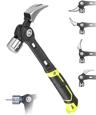 Produktbild von Klauenhammer Verstellbar, 4-fach Einstellbare Nagelklaue, claw hammer mit Magnetischer Nagelmulde, Gussstahl, Rutschfester Griff für Holzbau und DIY
