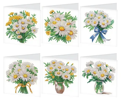 Diamond-Painting-Wenskaartenset, Blumen in Vase, 6 Karten