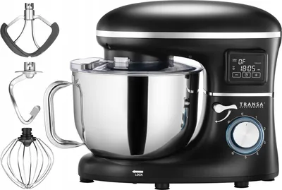 Obrázek produktu pro Planetární robotický mixér Transa s funkcí ohřevu, výkon 2800 W, objem 6 litrů, černá barva. Výrobce: Transa Electronics