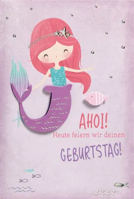 Produktbild von Geburtstag Karte mit Umschlag,  ahoi Meerjungfrau Kindergeburtstag
