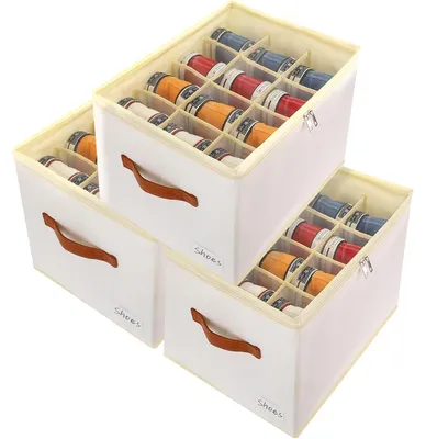 Obrázek produktu pro Úložný box na boty, 3 kusy, 36 přihrádek, stohovatelný, úsporný design, bílá barva
