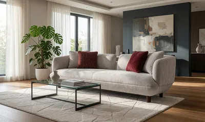 Produktbild von Hellgraue Textilcouch Designer Polstersofa Wohnzimmer 3-Sitzer