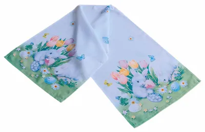 Produktbild von Tischwäsche mit Motiv Tulpen und Häschen 40 x 140 cm