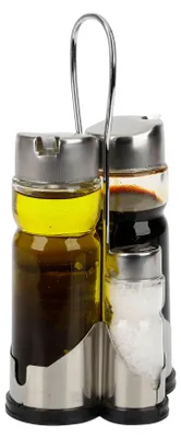 Image de Ensemble Equinox pour vinaigre, huile, sel et poivre, avec support