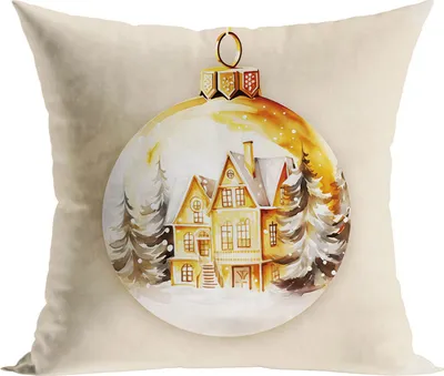 Image de MARKIZETA Taie d'oreiller de Noël 40x40 Golden bauble beige PBN281/POP/004/040040/1