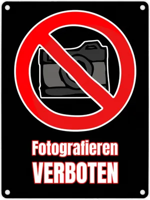 Produktbild von Fotografieren verboten Verbotsschild im Comic-Stil in Schwarz