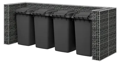 Produktbild von Gabionenwand für Mülltonnen, Pflanzkübel, Kräuterbeet, Hochbeete, Pflanztrog, Vertikalbeet, Pflanzgefäße, Pflanzencontainer, Verzinkter Stahl 320×100×120 cm