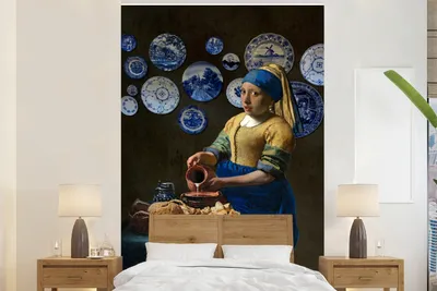 Produktbild von MuchoWow® Fototapete für Wohnzimmer oder Schlafzimmer Wandtapete Vinyl Motivtapete Milchmädchen - Vermeer - Das Mädchen mit dem Perlenohrring - 200x300 cm - Wanddekorationen