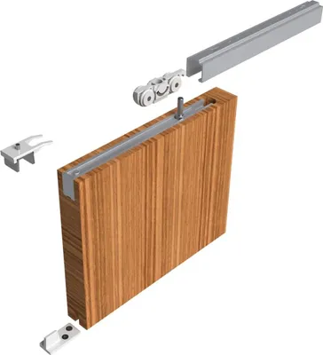 Productafbeelding van Schuifdeursysteem 73 ME-A, geschikt voor houten deuren vanaf 35 mm dik, compleet set, draagvermogen 80 kg