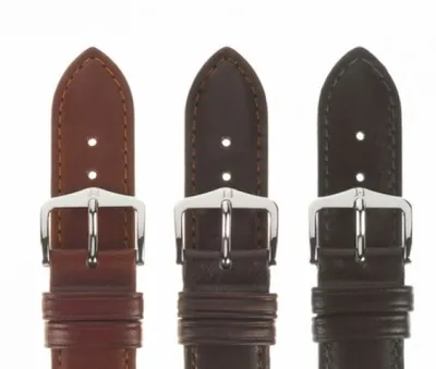 Produktbild von HIRSCH Merino- unstrukturiertes Leder in verschiedenen Farben (Länge: L (120mm / 80mm) / Anstoßbreite: 20 (zu 18) / Schließe: Edelstahl (Silber) / Sonderanfertigung*: nein / Farbe / Naht: Braun matt / Braun / Polsterung (Ansatz / Schließe) in mm: 3,3 mm / 2,5 mm)