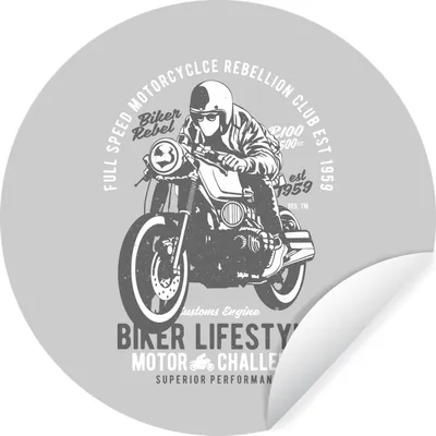 Produktbild von MuchoWow® Runde Wandtattoo - Wandsticker Tapete Aufkleber Mancave - Motorrad - Oldtimer Ø 80 cm Selbstklebend und Repositionierbar - Wandaufkleber - Kreis - Mauerkreis - Wand Bilder - Wandsticker - Wohnzimmer Dekoration - Dekoration für die Wände - Aluminium - Babyzimmer