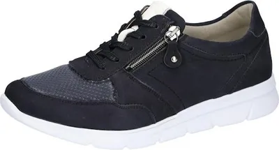Produktbild von Damen Sneaker, dunkel mit weißer Sohle, sportlich-lässig, flache Silhouette