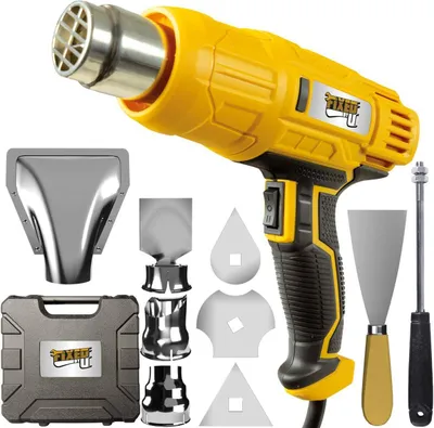 FixedbyU Elektro-Heißluftpistole, 2000 Watt, Standfunktion, umfangreiches Düsenzubehör & Koffer