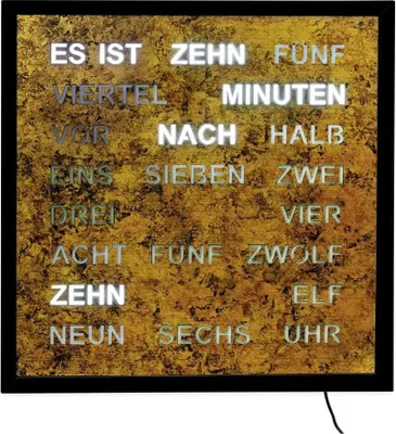 Produktbild von AMS T1273 Tischuhr mit lackiertem Metallgehäuse und LED-Wortuhr