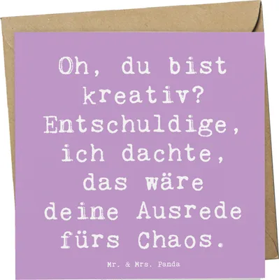 Produktbild von Mr. & Mrs. Panda Glückwunschkarte Spruch Kreatives Chaos - Lavendeltraum - Geschenk, Tagträumer, Zitat, Bunt, Künstler, doppelkarte, faltkarte, inspirierend, Motivation