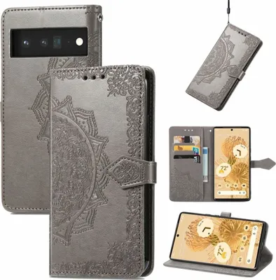 Produktbild von König Design Hülle kompatibel mit Google Pixel 6 Kunstleder Handyhülle - Handy Case Grau