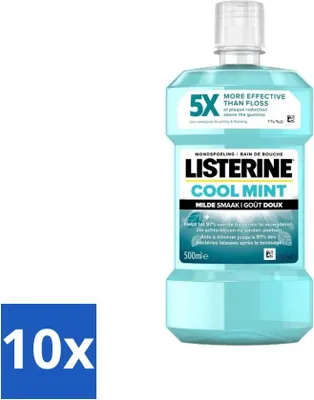 Produktbild von Listerine Mundwasser – Cool Mint – Milder Geschmack – 500 ml - Vorteilspack - 10 Stücke