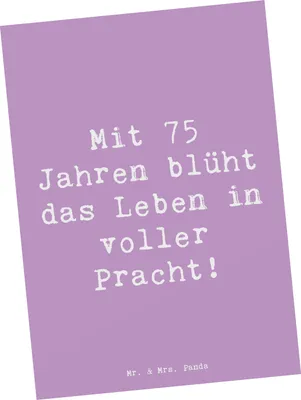 Produktbild von Mr. & Mrs. Panda Grußkarte Spruch 75. Geburtstag Blüte - Lavendeltraum - Geschenk, inspirierende Geburtstagszitate, Kunstkarten, Happy Birthday, Postkarten, Fotokarte