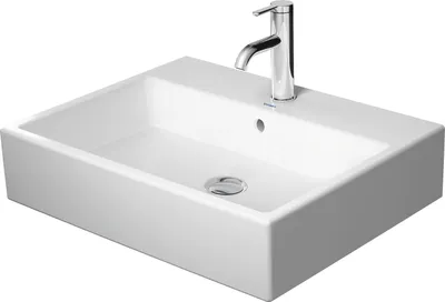 Produktbild von Duravit Aufsatzbecken VERO AIR mit Überlauf, Hahnlochbank, geschliffen, 600 x 470 mm 1 Hahnloch weiß