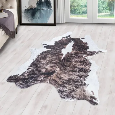 Produktbild von Carpetsale24 Kunstfell Teppich Fellimitat Rinderfell, Kuhfell, Zebrafell, Tigerfell, Waschbarer Teppich, Kaminteppich Digitaldruck, Wohnzimmer, Grösse: 150x200 cm