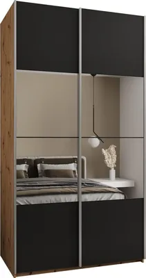 Produktbild von MEBLE KRYSPOL LUX 4 Schrank - 245,5x130x64cm - Artisan, Schwarz, Silber