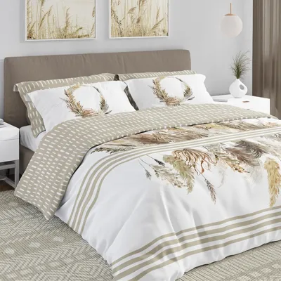 Produktbild von Bettwäsche 220x200 cm + 2x 70x80 cm 100% Baumwollsatin Bettgarnitur Bettbezug (Boho 003)
