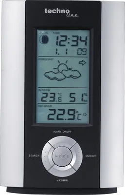 Obrázok produktu pre Technoline WS 6710, Čierna, Strieborná, Vnútorný vlhkomer, Vnútorný teplomer, Vonkajší teplomer, Vlhkomer, Teplomer, Vlhkomer, Teplomer, F, °C, 202 mm