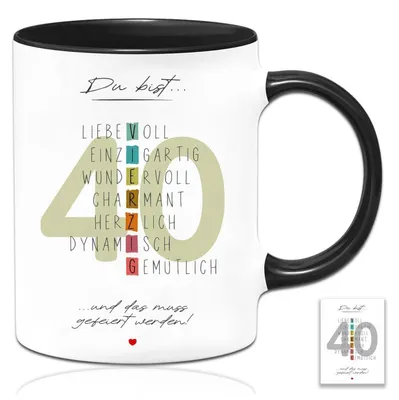 Produktbild von Tasse 40. Geburtstag Geschenk für Männer Keramik 350 ml Weiß inkl. Geburtstagskarte