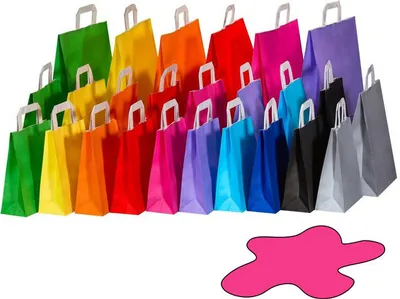 Produktbild von 250x Papiertragetaschen Papiertaschen Flachhenkel 18x8x22cm pink 70gr.
