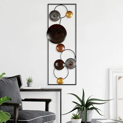 Image de Wallity, Textured - 2, Accessoire mural décoratif en métal, 100 % METAL, multicolore, 32 x 4 x 90 cm