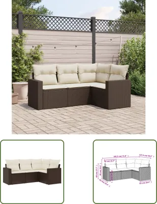 Produktbild von The Living Store 4-tlg. Garten-Sofagarnitur mit Kissen Braun Poly Rattan