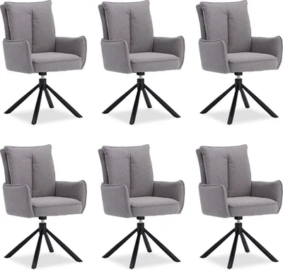Image de Chaise de Salle à Manger Lot de 6 Moderne Tissu Gris Design Chaises de Cuisine Chaises pas Cher Fauteuils Rembourrée
