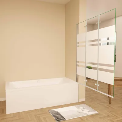 Produktbild von AICA 130cmx140cm Badewannenaufsatz mit Blickdichten 6mm NANO ESG-glas 3-teilig Faltwand Badewannenfaltwand Badewanne Duschabtrennung Duschwand