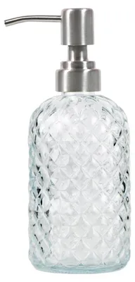 Produktbild von Glas Seifenspender mit Edelstahlpumpe 473 ml transparent für Bad & Küche