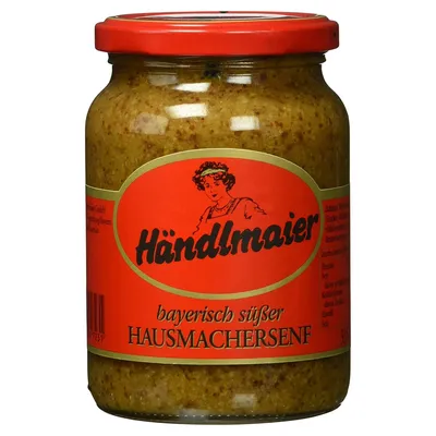 Zdjęcie produktu dla Bawarska słodka domowa musztarda Händlmaier w słoiku 335ml