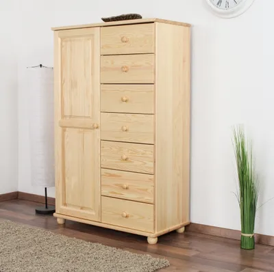 Produktbild von Kommode Kiefer massiv Vollholz natur Junco 155 – Abmessung 140 x 90 x 42 cm (H x B x T)