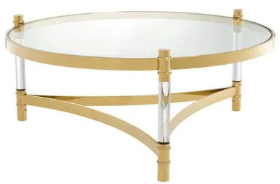 Produktbild von Casa Padrino Couchtisch / Wohnzimmertisch Gold Ø 104 x H. 43 cm - Luxus Wohnzimmermöbel