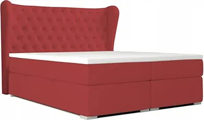 Produktbild von Doppelbett RENI mit Bettzeugcontainer, Topper Federkern (Rot - Kunstleder Soft 10A, 160 x 200)