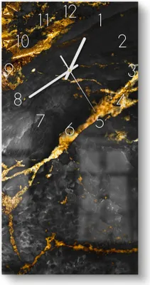 Produktbild von DEQORI Glasuhr 30x60 cm Zahlen 'Veredelter Naturstein' Wanduhr Glas Uhr Design leise