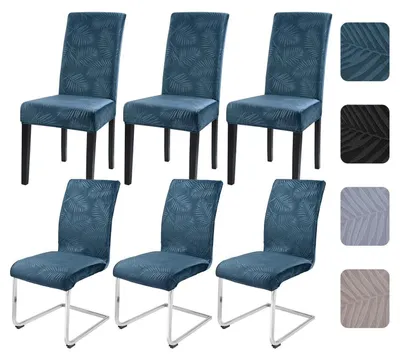 Immagine prodotto di Copri sedie, set da 6 pezzi, universali, in tessuto elasticizzato, pelo corto, colore verde