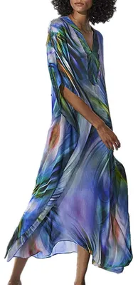 Zdjęcie produktu dla Solidchoice - Boho, kaftan, sukienka plażowa maxi, niebieski