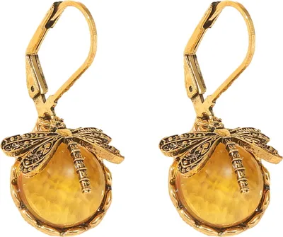 Produktbild von 1 Paar Damen Libellen-Dekor Leverback Ohrringe Kunstkristall Tropfen Ohrringe Böhmen Baumeln Ohrringe Schmuck Geschenk