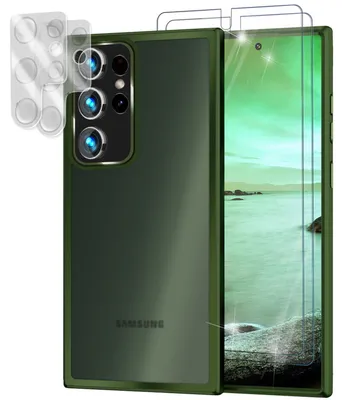 Produktbild von Hybrid Hülle für Samsung Galaxy S23 Ultra, 2x Display- & Kameraschutz Grün