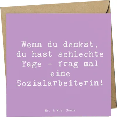 Produktbild von Mr. & Mrs. Panda Grußkarte Spruch Sozialarbeiterin Stärketage - Lavendeltraum - Geschenk, Hilfeleistung, Familienberatung, Berufsprodukte, doppelkarte, Klappkarte, Beruf
