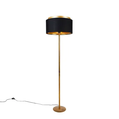 Produktbild von Moderne Stehlampe Gold mit Schirm Schwarz mit Gold Simplo
