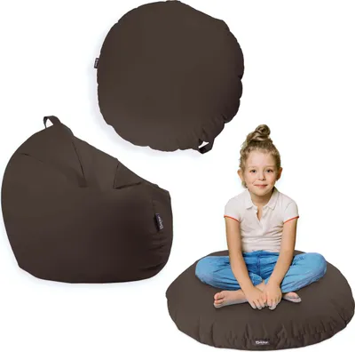 Produktbild von Sitzsack mit füllung 2 in 1 Sitzkissen Bean Bag Outdoor Indoor Wasserfest | Braun 100cm