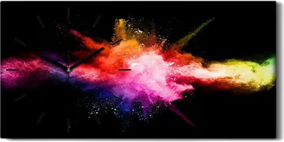 Produktbild von Wandkunst Leinwand Bild Uhr Geräuschlos 60x30 Malerei Abstrakte Kunst Bunt - schwarze Hände