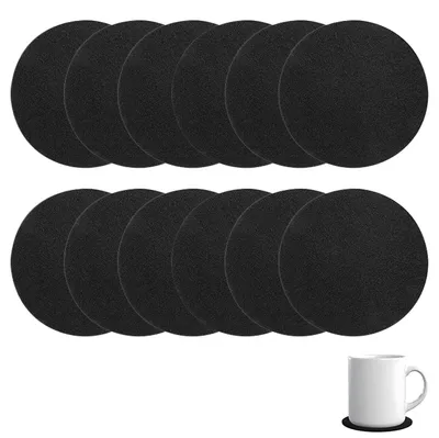 12 runde Filz-Untersetzer, 10 cm, schwarz, Tischschutz