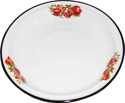 Produktbild von Granatapfel Emaille Tablett Serviertablett mit Motiv RUND 1,5 Liter ca 30cm emailliert